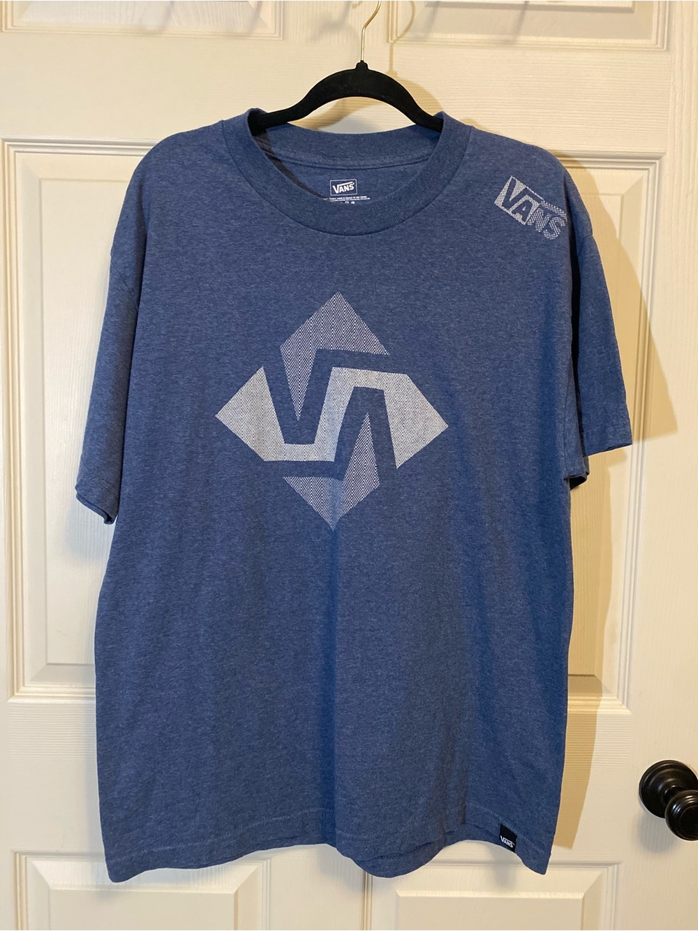 Vans Men's Blue Heather Graphic Tee with Light Gray Logo